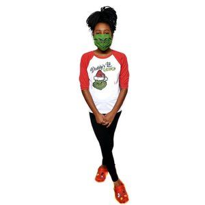 Daddy's Lil Grinch Youth CVC 3/4-Slv Raglan Tee.